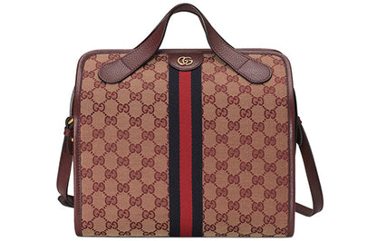 (WMNS) Gucci Logo Stripe Webbing Canvas Large Capacity travel handBag Unisex / Red Classic 565224-9Y9MT-9864