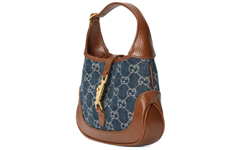 (WMNS) GUCCI Jackie 1961 Series miniDenimSingle Shoulder Bag Brown color combination 637092-2KQGG-8375