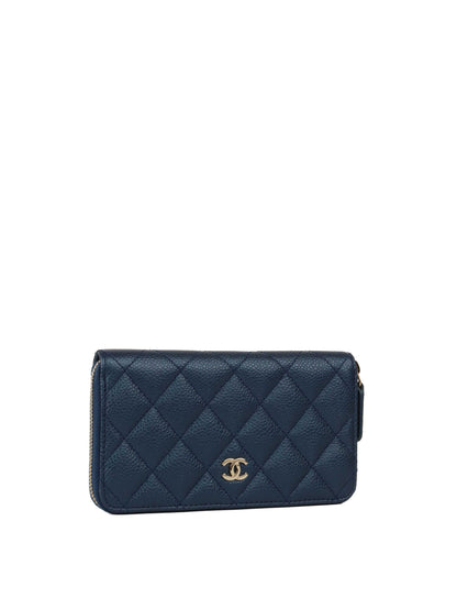 Chanel Blue Iridescent Zip Wallet with GHW.