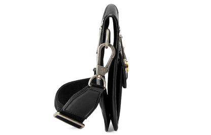 GUCCI Metallic Interlock Double G Soft Leather fanny pack Shoulder Messenger Bag Unisex / Black Classic 575837-1GZAX-1000