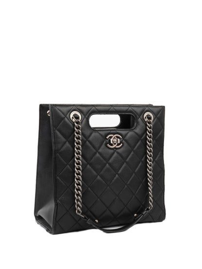 Chanel Black Caviar Quilted Leather Shopping Tote.