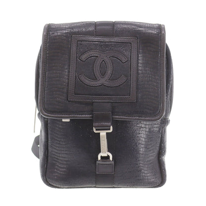 CHANEL Sports Line Crossbody Shoulder Bag Black Nylon Leather #CP936