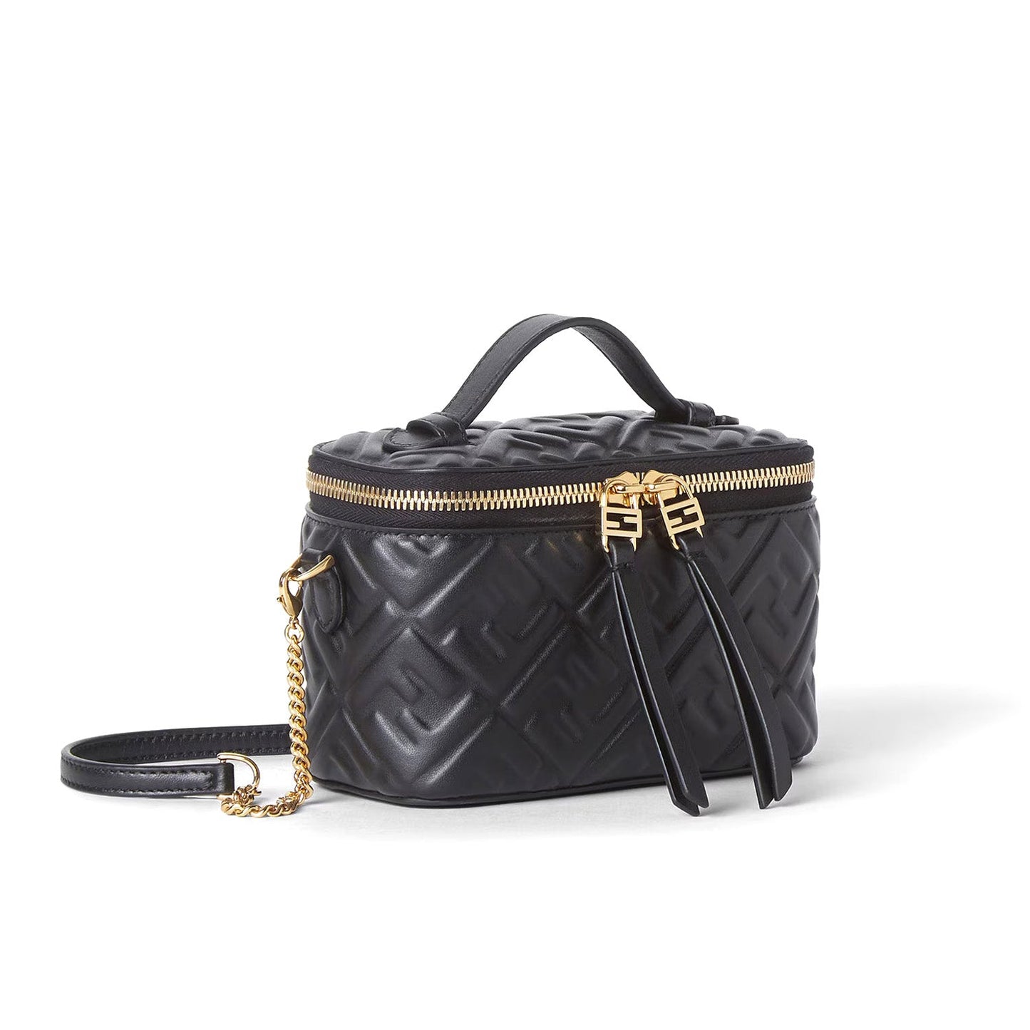 Fendi Vanity Black Nappa Leather Mini-Bag With Ff Motif