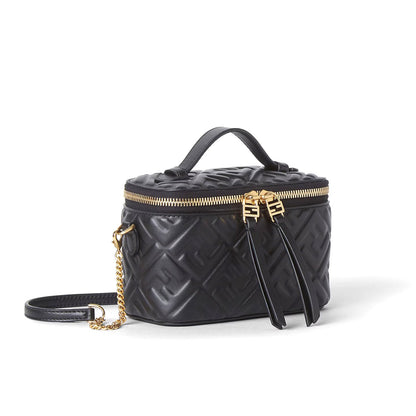 Fendi Vanity Black Nappa Leather Mini-Bag With Ff Motif
