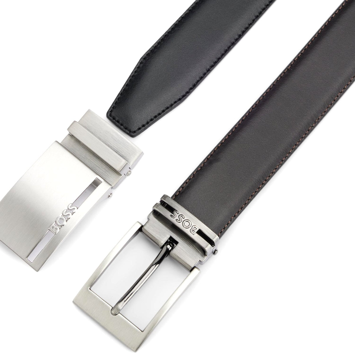 Italian-Leather Reversible Belt With Branded Keeper