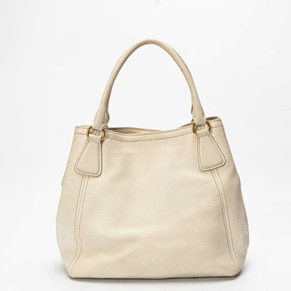 Prada White Vitello Daino Convertible Tote