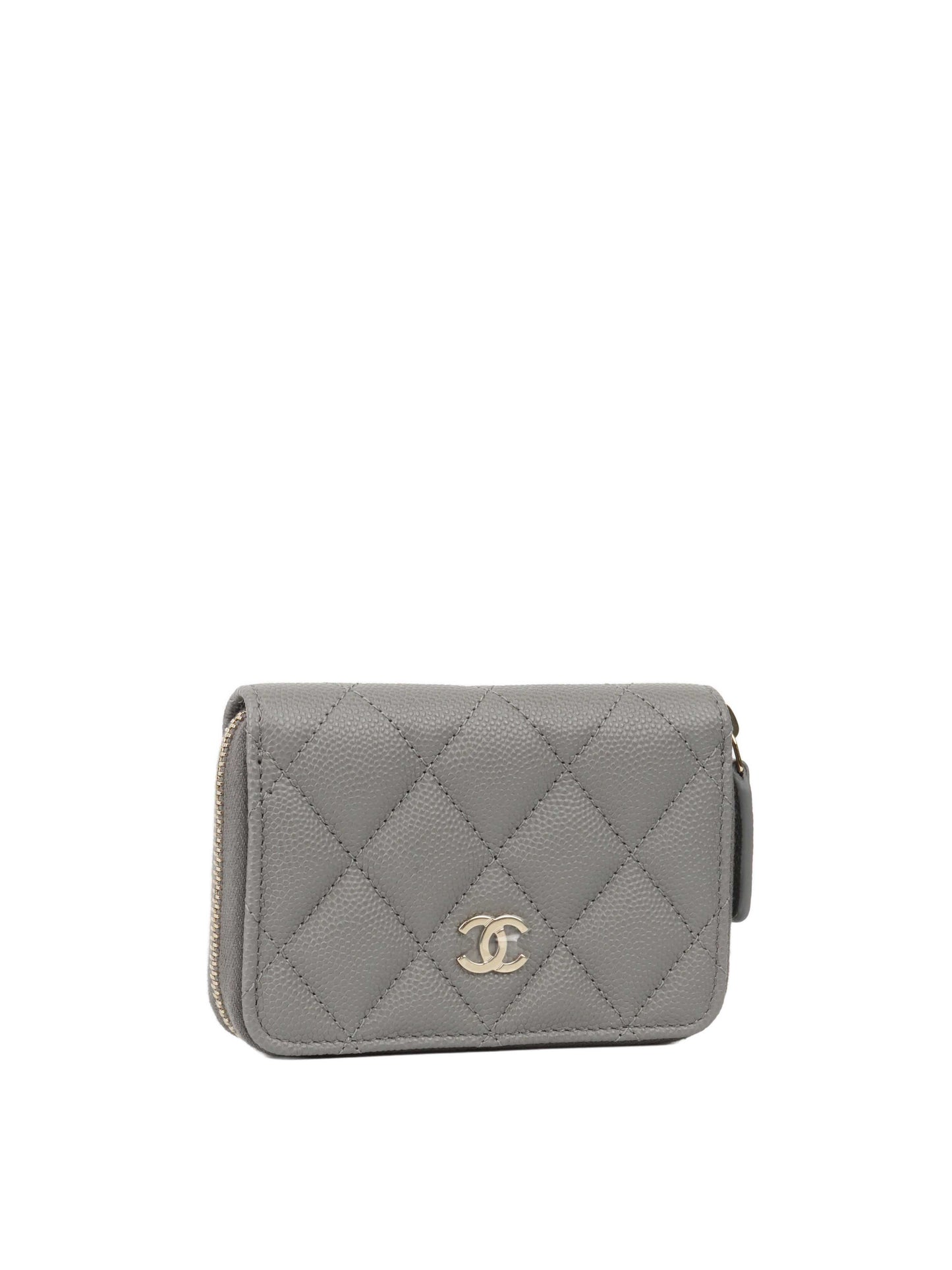 Chanel Grey Caviar Zip Classic Zipped Coin Purse.