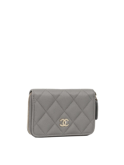 Chanel Grey Caviar Zip Classic Zipped Coin Purse.