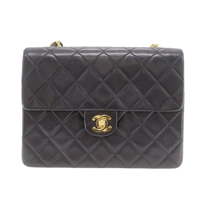 CHANEL Matelasse Shoulder Bag Black Lambskin Leather #CR67