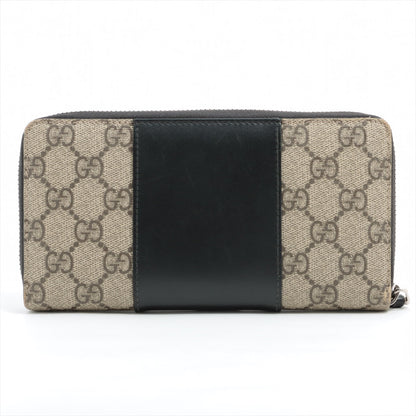 Gucci GG Supreme Monogram Zip Around Wallet Beige and Black