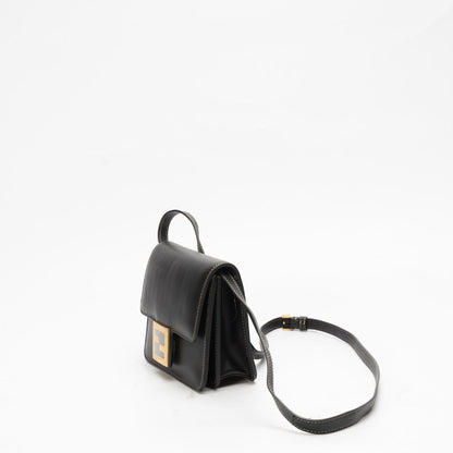 Fendi Black Vitello Grace Matte Duo Baguette