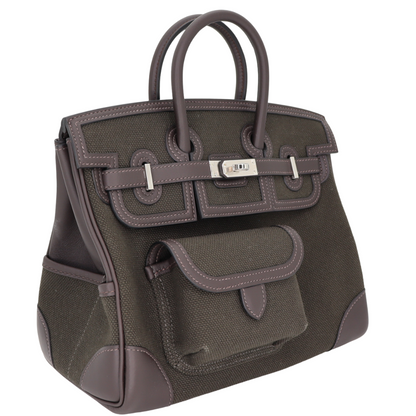 Hermès 25cm Birkin Cargo Bronze/Ebene Canvas/Swift Leather Palladium Hardware