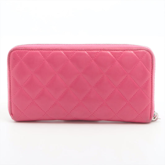 Chanel Matelasse Ram Leather Zippy Long Wallet Pink