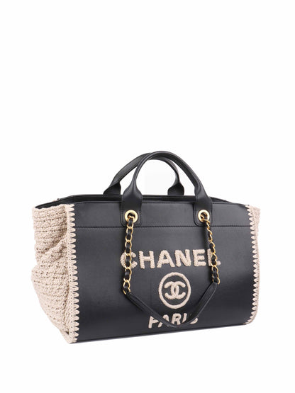 Chanel Black & Raffia Deauville Tote.