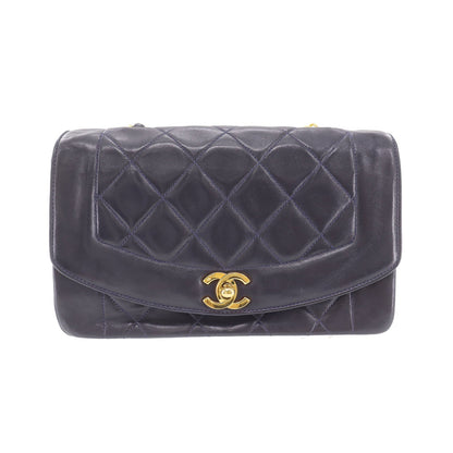 CHANEL Diana Matelasse 22  Shoulder Bag Navy Lambskin Vintage #CP684
