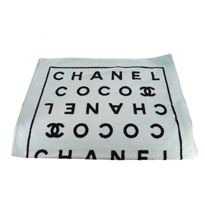 CHANEL CC Logos Large Beach Towel 100% Cotton Pile Light Blue #AH160