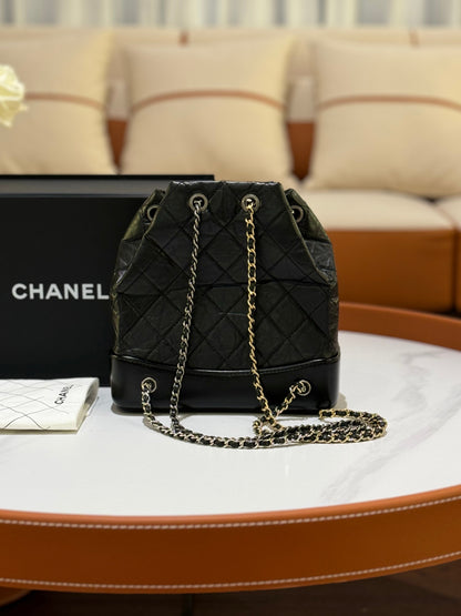 CHANEL GABRIELLE BACKPACK BLACK WITH CHIP