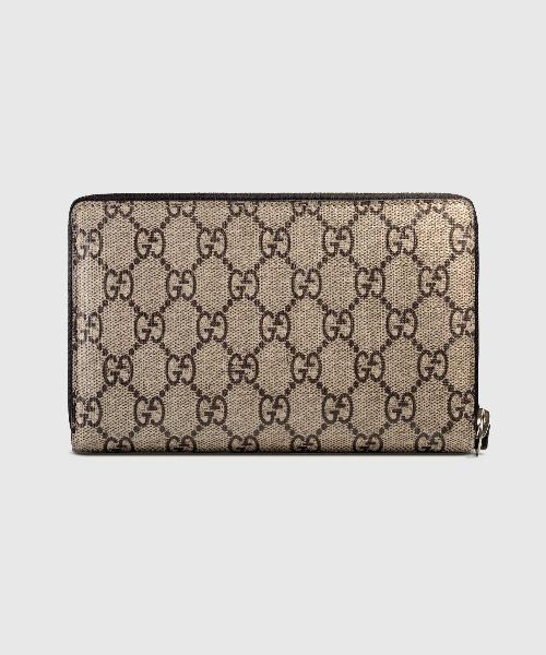 Gucci Kingsnake Print GG Supreme Zip Around Wallet Beige/Ebony