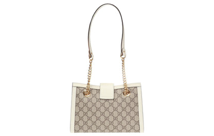(WMNS) Gucci Padlock Metallic Logo Canvas Chain handBag Small / White 498156-KHNKG-9761