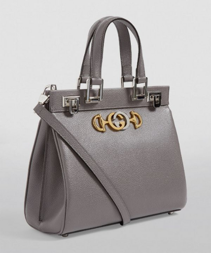 Gucci Zumi Grainy Leather Medium Top Handle Bag Dusty Gray