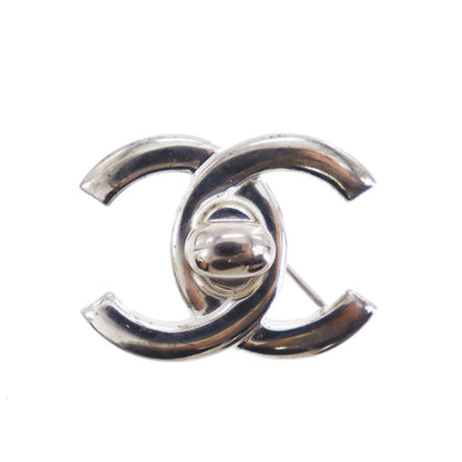 CHANEL CC Logos Turn Lock  Pin Brooch Silver Plated 96A Vintage #CE126 S