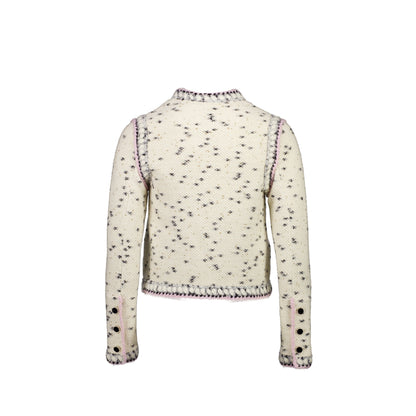 Chanel size 34 21A 4 pocket cashmere jacket Ecru/Black/Gold/Pink