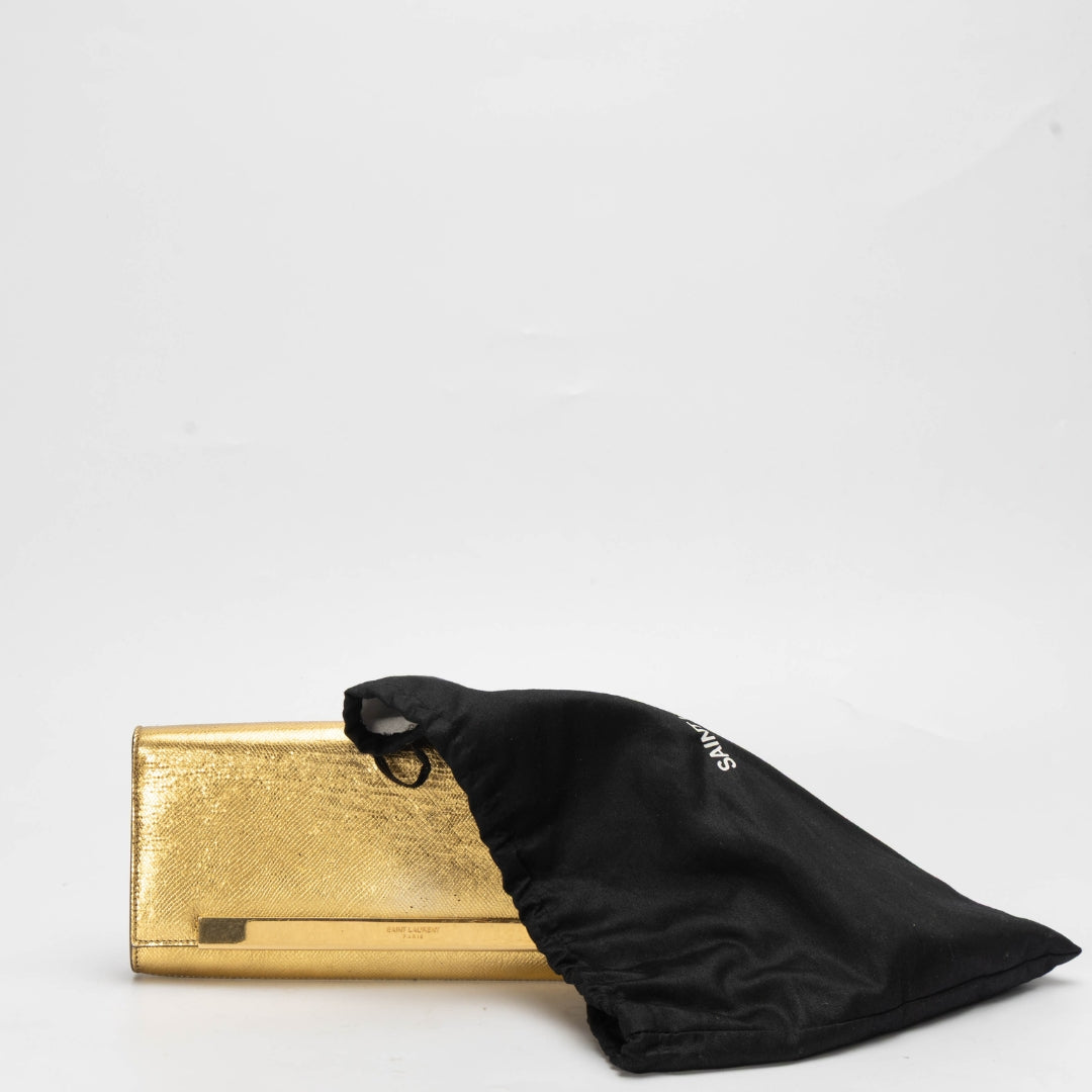 Saint Laurent Gold Belle De Jour Clutch
