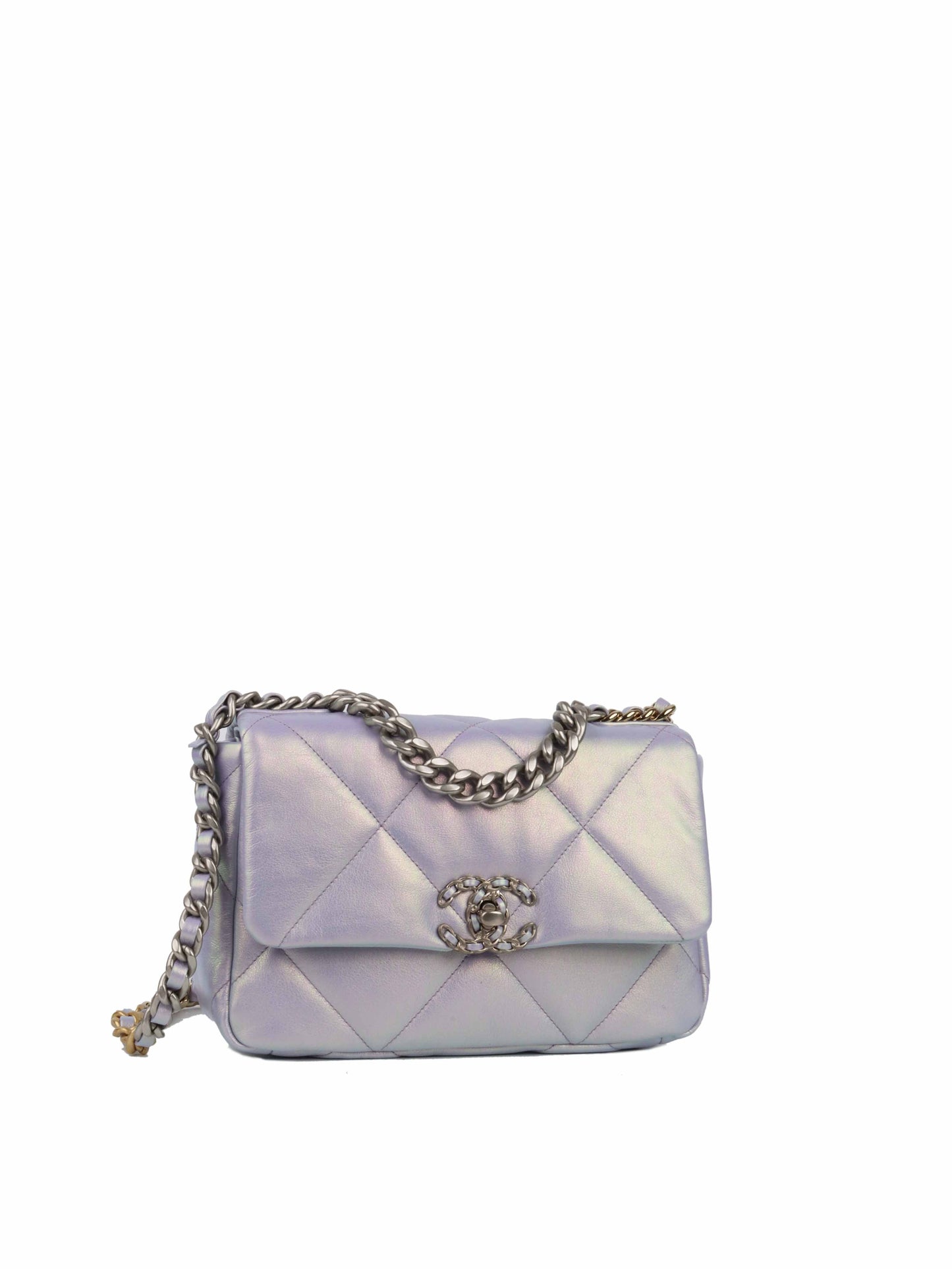 Chanel 22P Iridescent Light Purple Calfskin Quilted Small 19 Bag.