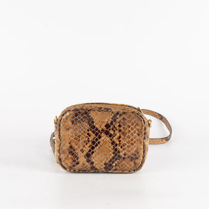 Michael Kors Brown Python Embossed Leather Crossbody Bag