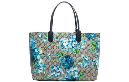 (WMNS) GUCCI GG Blooms Logo Printing Canvas Tote Shoulder Bag Large Beige / Blue Handbag 546317-CU71X-8499