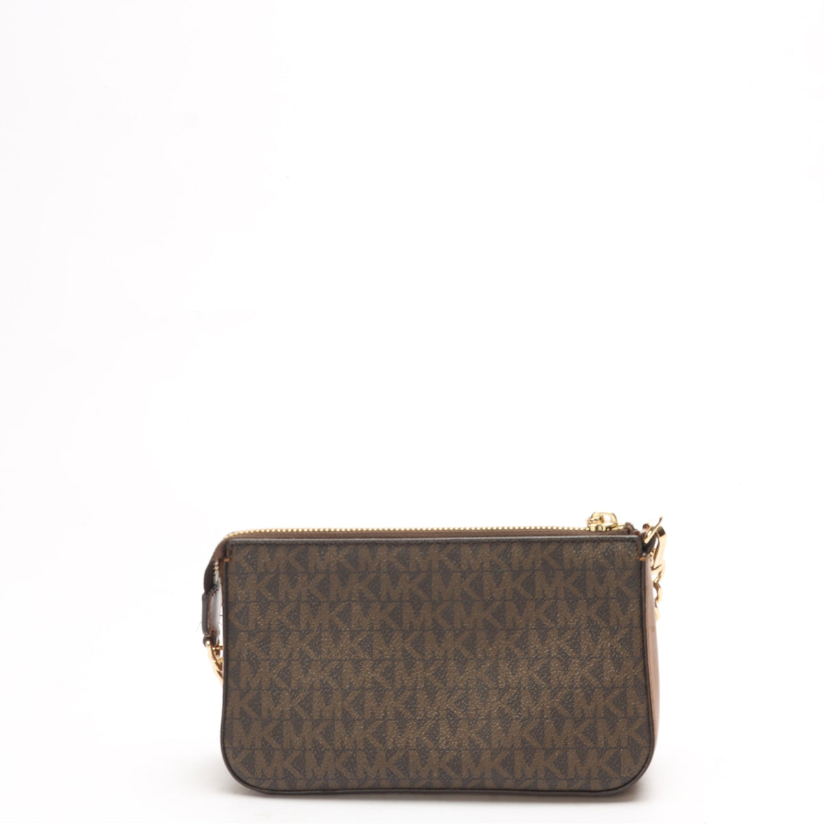 Michael Kors Jet Set Brown Logo Chain Pouchette Bag