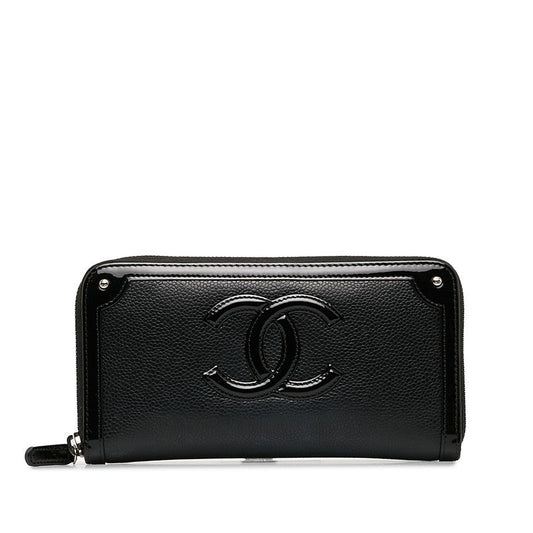 Chanel Coco Long Wallet Black Leather  Chanel