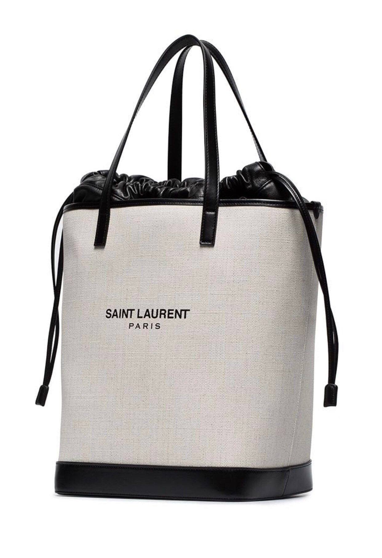 Yves Saint Laurent Teddy Medium Canvas Handle Bucket Tote Bag