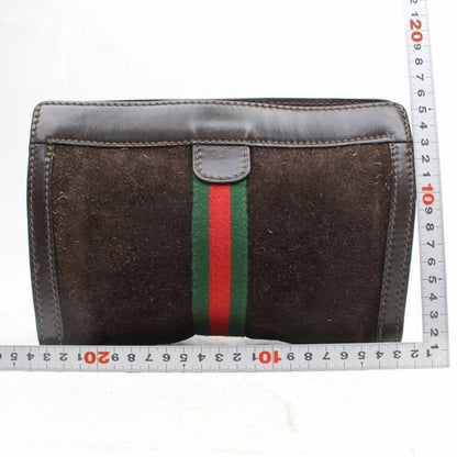 Gucci Vintage Accessory Collection Pursesdesigner Purses Brown Suede And Leather Clutch
