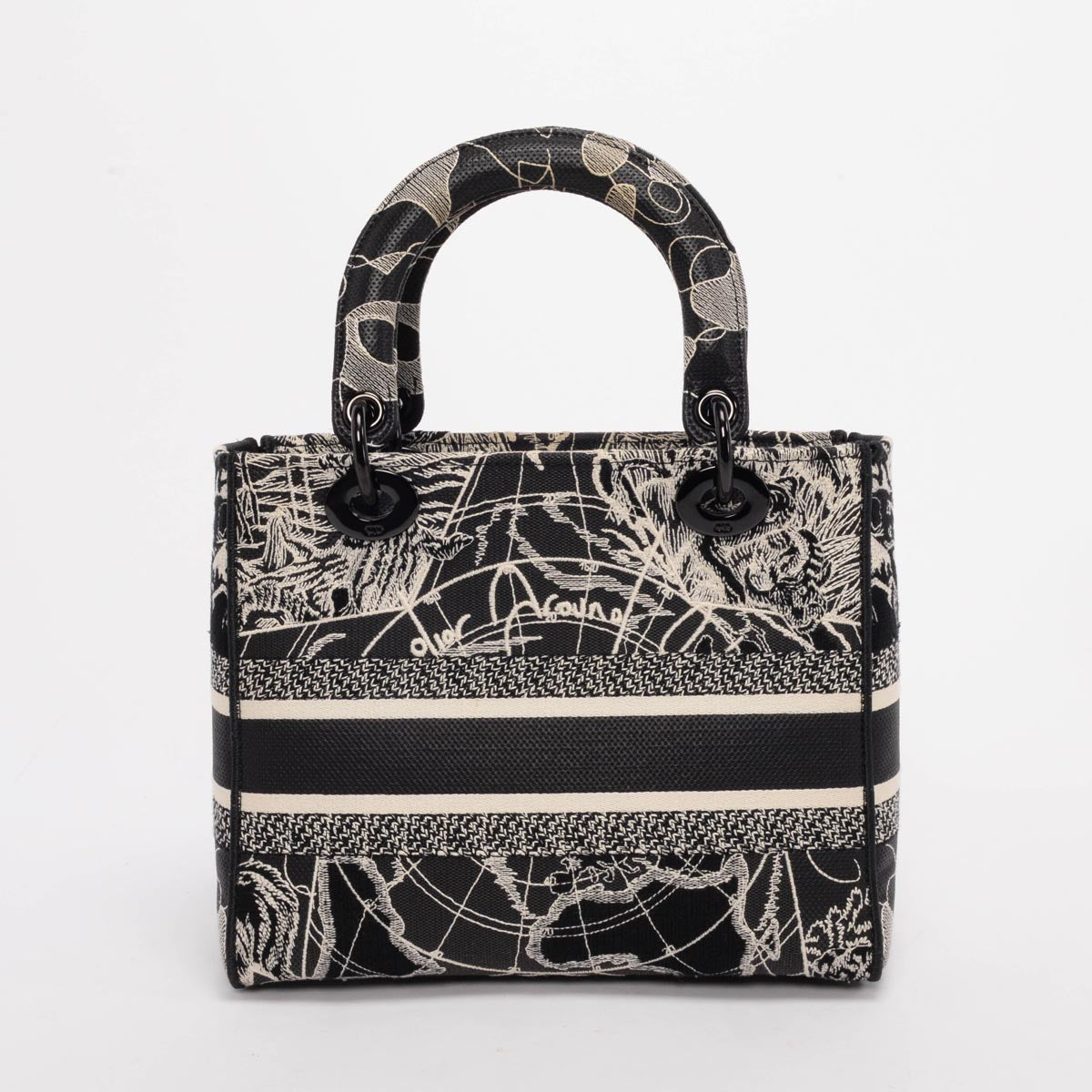 Dior Black & White Toile De Jouy Medium Lady D-Lite Bag