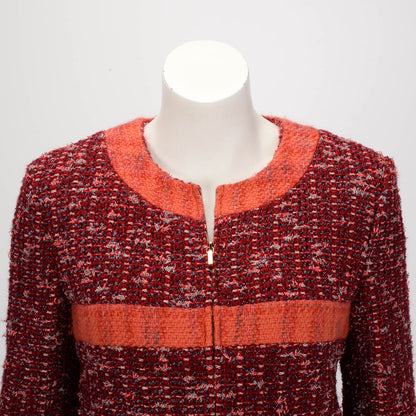 Chanel Red & Orange Fantasy Tweed Jacket FR 40