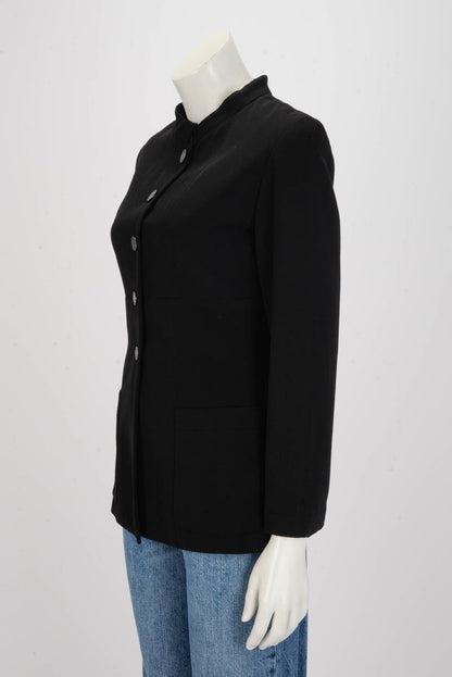 Chanel Black Wool Mandarin Collar Jacket FR 38