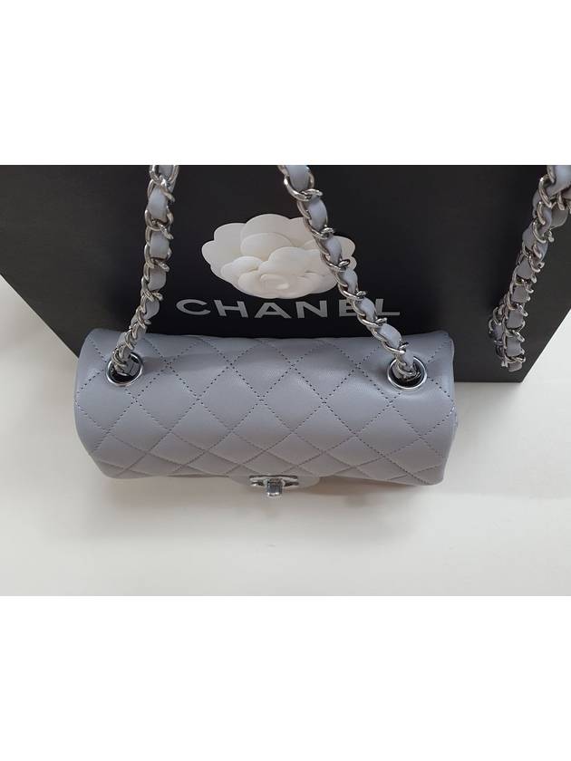Classic Flap Mini Lambskin Shoulder Bag Light Grey Chanel