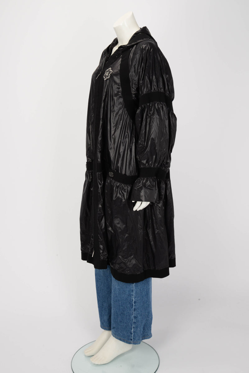 Chanel Black Nylon Snowflake CC Parka Jacket FR 48