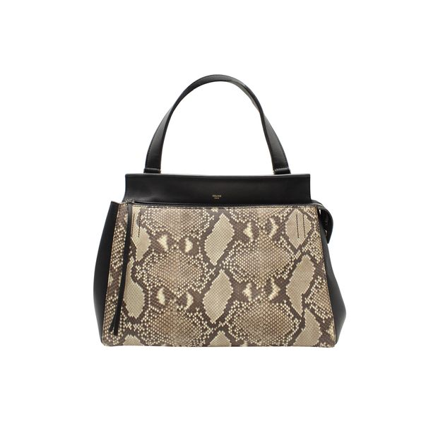 Celine Python & Black Leather Edge Shoulder Bag