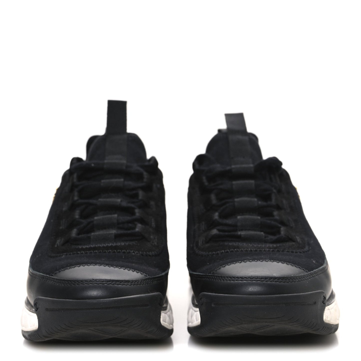 Velvet Calfskin Mixed Fibers CC Sneakers 38.5 Black