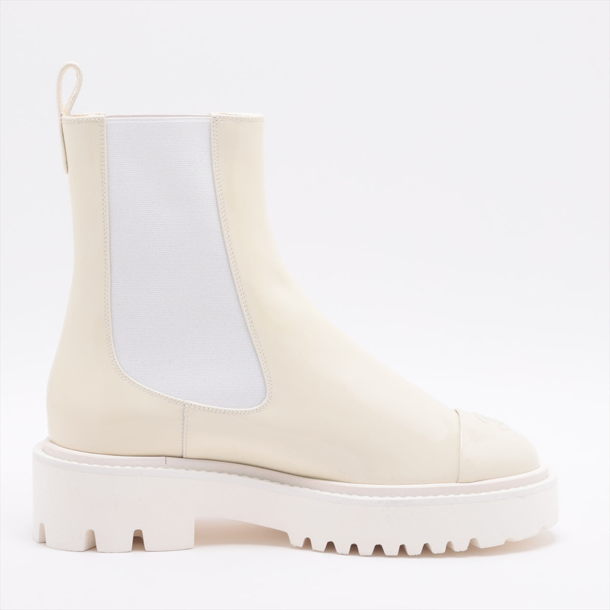 Chanel Coco 22C Patent Leather Sidewear 37 1/2  White G38218