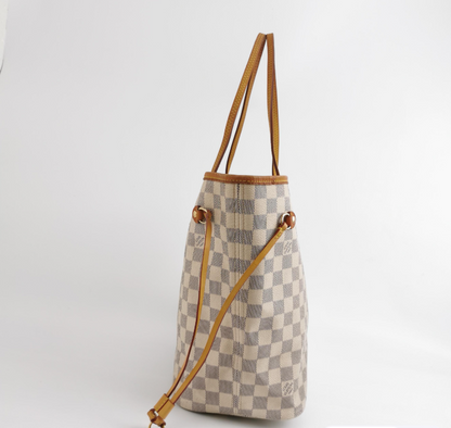 Louis Vuitton(LV) Damier Azur Neverfull  tote Bag MM White 24090878857261