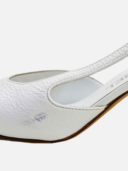 CHANEL White Cap Toe Slingbacks