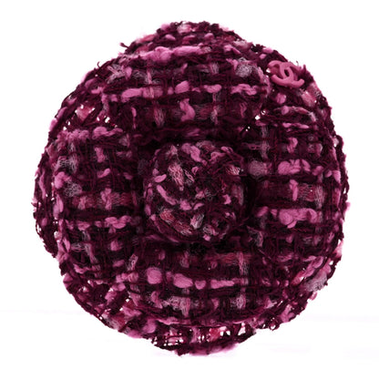 Tweed Camellia Brooch Pink