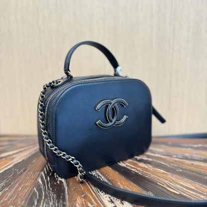 Chanel Blue Coco Curve Vanity Case Crossbody bag Handle