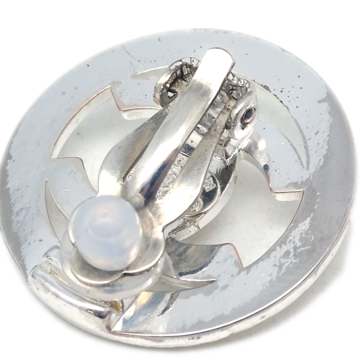 Chanel Turnlock Earrings Clip-On Silver 97P