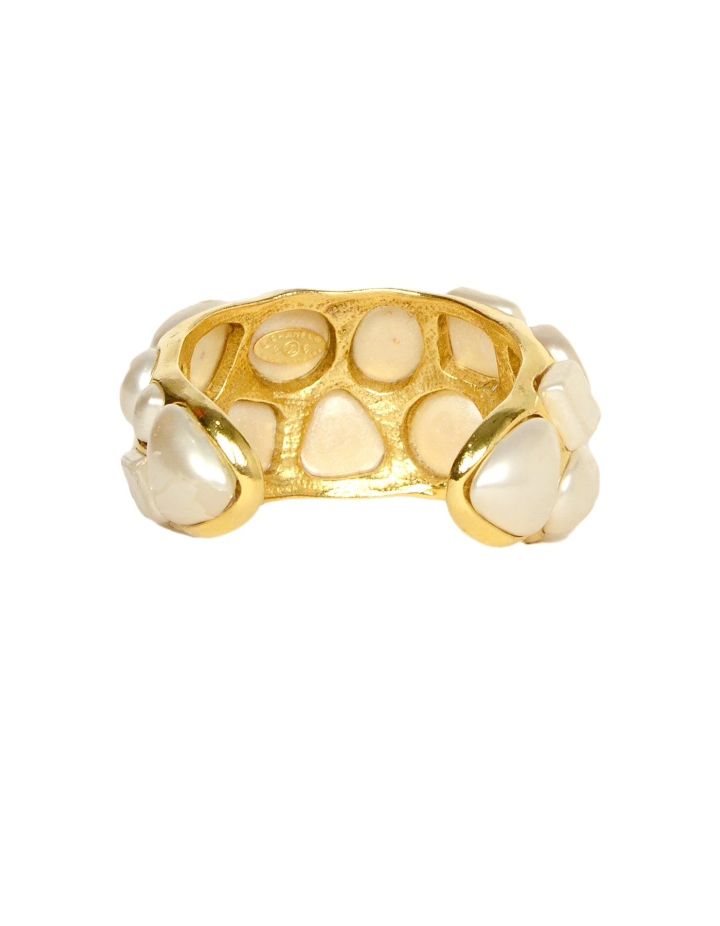 Chanel Vintage Geometric Faux Pearl Cuff