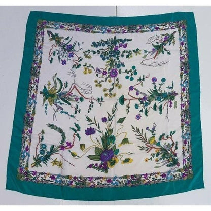Gucci Multi Color Floral Print XL Silk Scarf