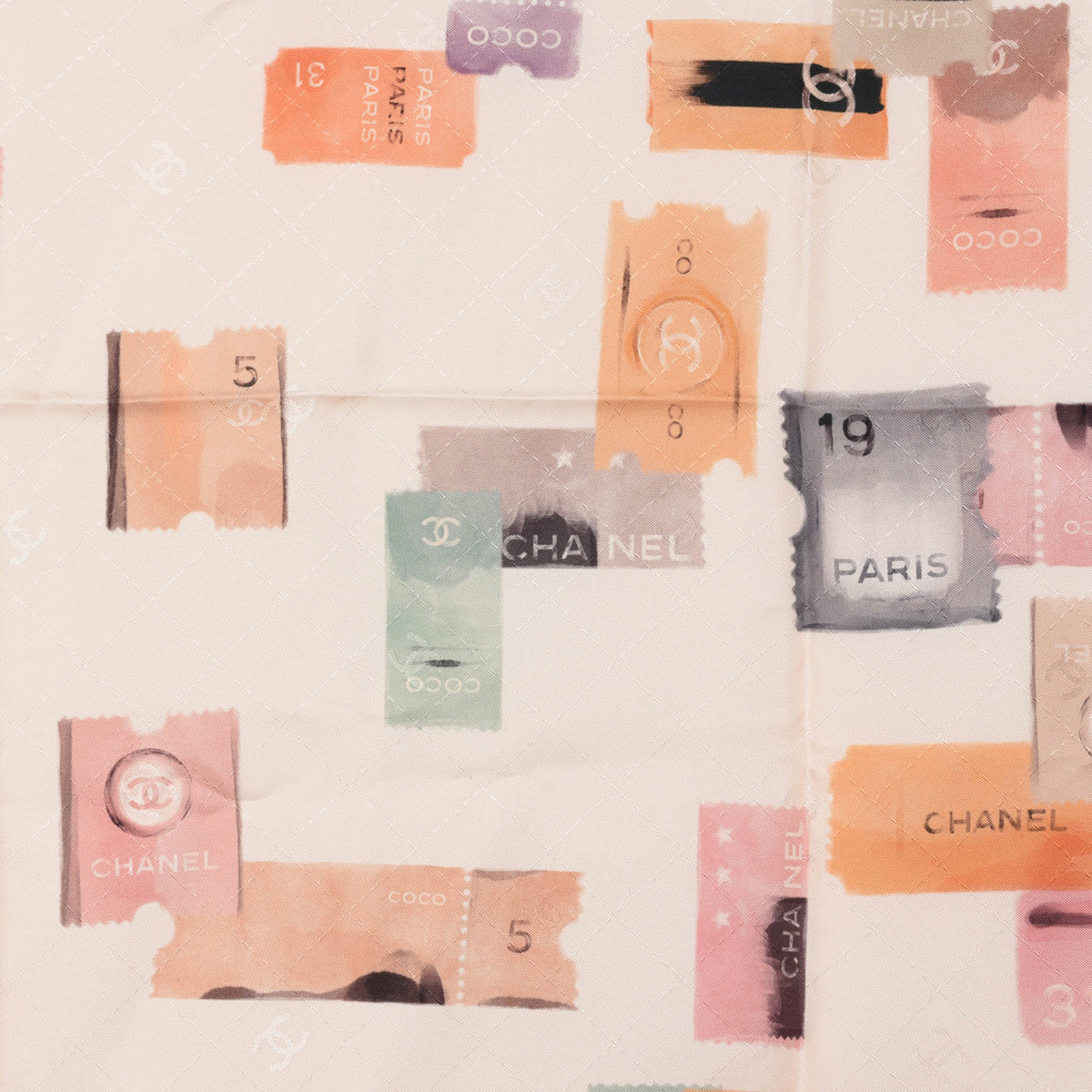 Chanel Pastel Silk CC Ticket Scarf